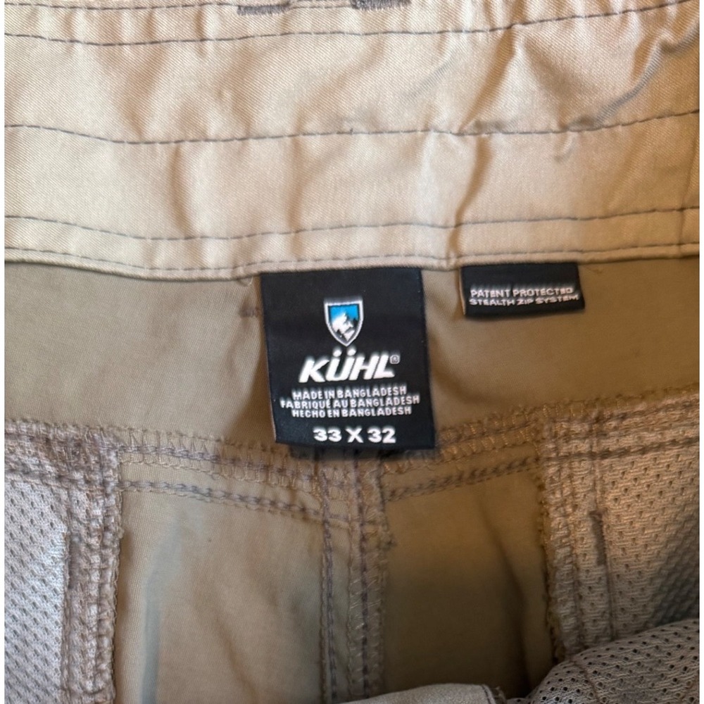 Kuhl Renegade Convertible Stealth Pants Mens 33x32 Khaki Hiking Cargo Trousers - Picture 2 of 11